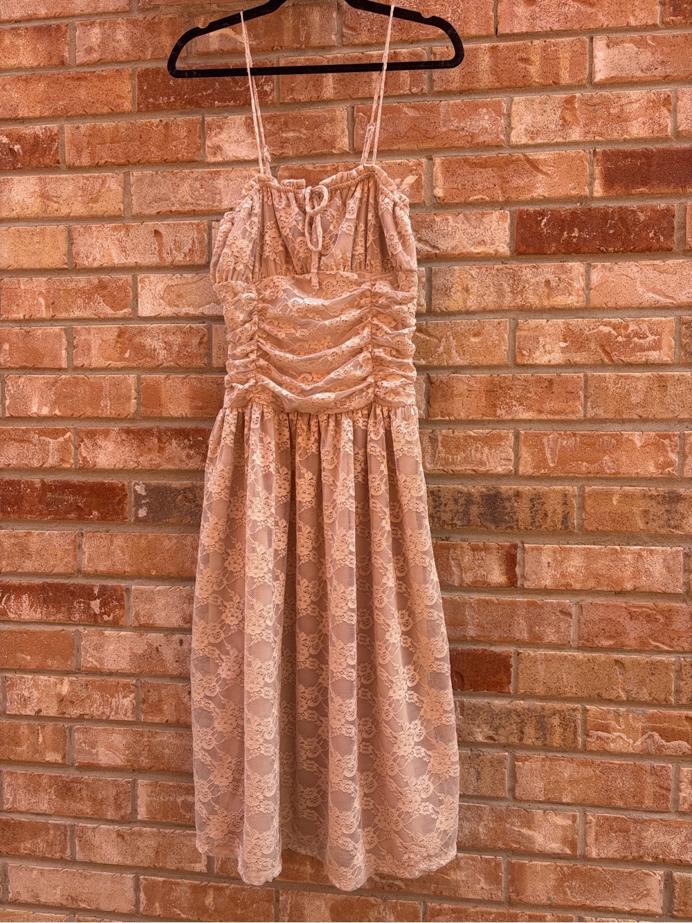 Romantic Lace Ruched Midi Dress